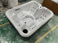Bain à remous extérieur en acrylique HG avec armoire verticale noire, deux appuie-têtes, jets visibles et panneau de commande pour projets hôteliers