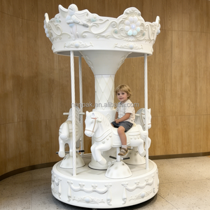 Peralatan Bermain Anak Indoor Plastik FRP Putih, Wahana <span class=keywords><strong>Carousel</strong></span> Elektrik Sensorik untuk Kafe, Mal, Pesta, Sewa - Product Image 1