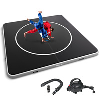 Tapis de lutte gonflable 4x4m (13ft X13ft) pliable pour la maison, la salle de sport, l'entraînement, le judo, les arts martiaux, le yoga, le pilates, le jiu-jitsu, le BJJ, le MMA