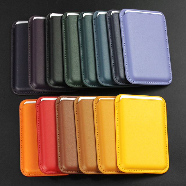 Universal Magnetic Leather Cardholder Wallet for iPhone 17 16e 15 Pro SE3 Handphone Back Credit Cards Case with RFID Protection