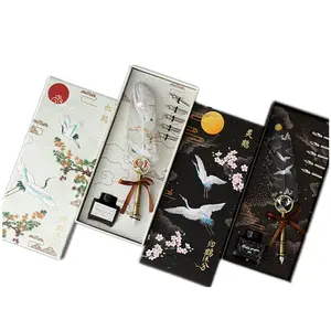 Klaar Om Quill Pen Set Chinese Stijl Veer Dip Pen Crane Quill Pen Set Voor Gift (Nib 5)