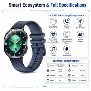 <span class=keywords><strong>Reloj</strong></span> Inteligente M301 de Proveedor Confiable, Diseño de <span class=keywords><strong>Doble</strong></span> <span class=keywords><strong>Esfera</strong></span>, Ultrafino de 5.93 mm, Pantalla AMOLED de 1.32 Pulgadas, Dispositivo Portátil para Deporte - Product Image 4