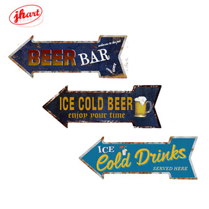 Insegna Vintage in Metallo a Forma di Freccia 45X15.5CM, Targhetta Personalizzata con Messaggio, Insegna in Latta per Birra, Decorazione Murale per Bar, Club, Caffè, Indicatore Retrò in Latta - Product Image 3
