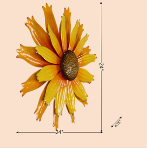 Elegante decorazione per la casa in metallo da parete <span class=keywords><strong>arte</strong></span> contemporanea girasole e fiori di Design artigianale appendere le arti del metallo - Product Image 3
