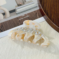 Pince à cheveux personnalisée en forme de citrouille avec fixation de queue de cheval de luxe entièrement ornée de diamants, pince à griffes creuse en acétate