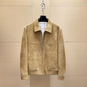 Chaqueta de Cuero Loro Luxury Business Piana 2026, Corte Entallado, Estilo Vintage, Resistente al Viento, Informal, Simple, con Parches de Terciopelo para Hombre - Product Image 3