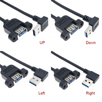 Câble d'extension USB 3.0 mâle-femelle plaqué or bleu, à montage sur panneau, gaine PVC/Nylon, pour imprimante de voiture, appareil photo, scanner, équipement informatique