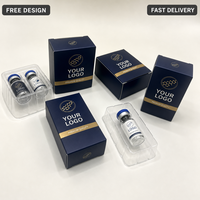 Marineblaue Maßgefertigte Flache Kunstpapier-Box mit Prägung für Peptid-Proben 1-10 Stück Packung Mit/Ohne Sichtfenster