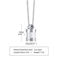 Vente en gros 13*22mm Acier Inoxydable Mini Bouteille En Verre Pendentif Collier Argent/Or/Noir Parfum Bouteille En Verre Collier