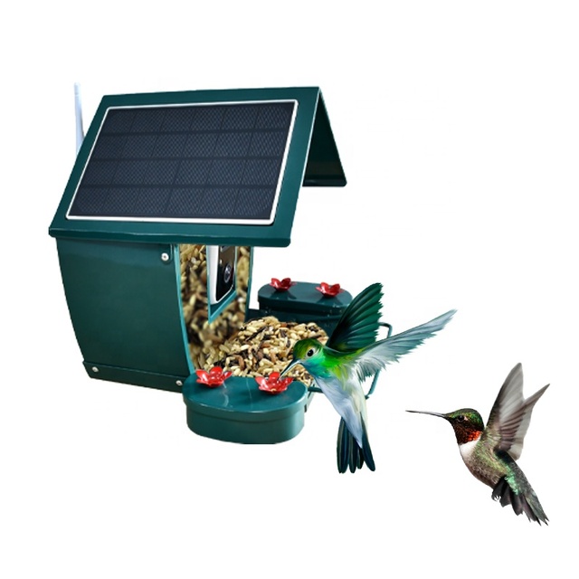 Factory Price Outdoor Metal AI Identify Bird Species Solar Powered Bird Feeder with Camera Wifi App Install
