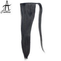 Extensions naturelles de queue de cheval en cheveux brésiliens, queue de cheval humide et ondulée en cheveux humains echthaar