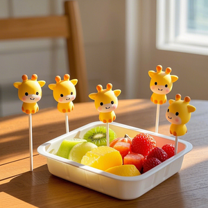 Jirafas Pandas Animal Dibujos animados Niños Bento Pick Fruit Fork Set Mix Sealing Bulk Food Picks Aramontana Fork para Fruit With Logo - Product Image 2
