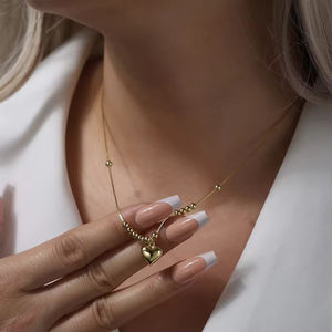 قلادة نسائية عصرية من YFN قلادة بدلاية على شكل قلب فضي مطلية بالروديوم لحفلات الزفاف والاحتفالات - Product Image 6