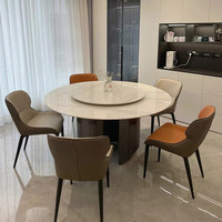 Italienischer Zeitgenössischer Runder Esstisch aus Sinterstein mit Drehbarem Lazy Susan Drehteller für Zuhause, Hotel und Esszimmer