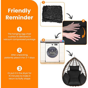 अंडे की कुर्सी कुशन फांसी की टोकरी हैममॉक सीट मोटी नरम तरतन अंडे की स्विंग चेयर पैड हेडरेस्ट पेटियो पोर्च आउटडोर - Product Image 5