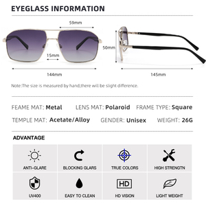Lunettes de soleil polarisées de marque surdimensionnées tendance, logo personnalisé, lunettes de soleil unisexes funky, monture en PC+métal, verres en plastique, 2022 - Product Image 2