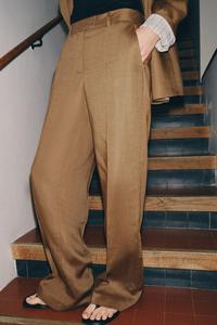 <span class=keywords><strong>Pantaloni</strong></span> da <span class=keywords><strong>Donna</strong></span> a Vita Alta, Larghi, Formali, da Ufficio, in <span class=keywords><strong>Misto</strong></span> <span class=keywords><strong>Lino</strong></span>, Gamba Larga, Comodi, Stile Business Casual - Product Image 2