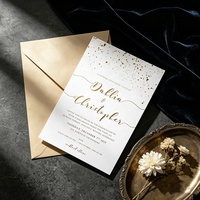 Service d'impression de cartes d'invitation de mariage personnalisées en gros, avec gaufrage à chaud or, impression typographique, papier d'art noir et bleu, pelliculage