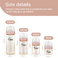 Bouteille d'alimentation pour bébé en PPSU de haute qualité, 150 ml, 240 ml, résistante à la chaleur, couleur miel, avec tétine en silicone souple, OEM ODM