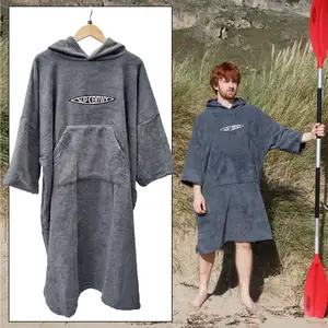 Cotton Towelling Beach Changing Robe SUP Surf Towel Poncho With Hood Quick Drying Hooded Changing Towel