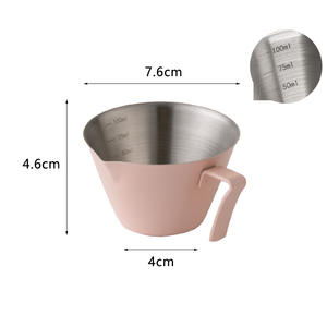 Taza Medidora de Espresso Italiana de Diseño Minimalista con Mango de Madera de Haya, Escala de Acero Inoxidable, Jarra Pequeña para Leche, Extracción de Líquidos para Café - Product Image 6