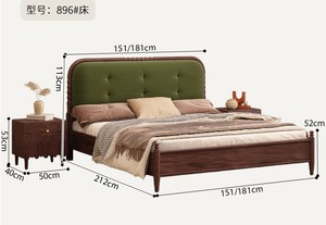 Boho Chic Solid Wood <b>Bed</b> Dark Green Upholstered <b>Headboard</b> Tufted Design for Hotel Home Bedroom Furniture <b>King</b>-<b>size</b> Zy896 Boho - Product Image 6