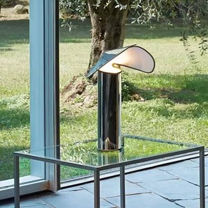 Lámpara de mesa italiana con forma de sombrero, de acero inoxidable, E27, LED, con interruptor de control, para sala de estar, dormitorio, accesorio de iluminación - Product Image 2
