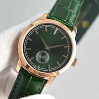 Montre Homme Mécanique Étanche Cadran Vert Rayon de Soleil Or Rose Petite Seconde 2026 Nouvelle Collection Luxe Habillée Bracelet Cuir