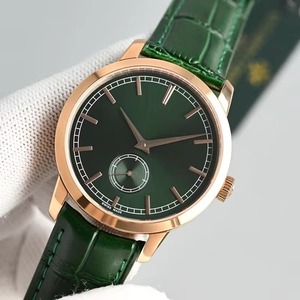 Montre Homme Mécanique Étanche Cadran Vert Rayon de Soleil Or Rose Petite Seconde 2026 Nouvelle Collection Luxe Habillée Bracelet Cuir - Product Image 1