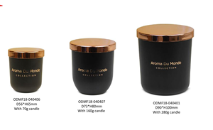 Pot à bougies en verre noir, parfum de luxe, avec couvercles métalliques imprimés en or et soie et cire d'aromathérapie de 260g, 50 pièces - Product Image 5