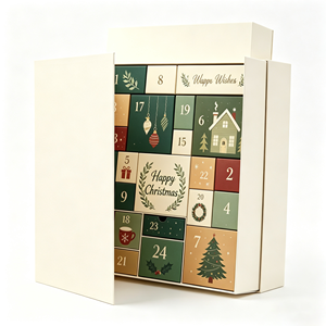 Calendrier de l'Avent de Noël, boîte rigide en carton ivoire, forme rectangulaire, fabrication artisanale, impression quadricolore, fermeture magnétique, emballage cadeau - Product Image 3