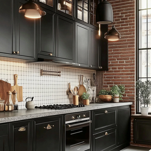 Mobili da Cucina a L in Stile Americano, Personalizzati per Villa, in Legno Massello con Finitura Laccata, Armadi Integrati per Cucina - Product Image 2