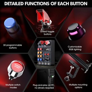 PXN CB1 Racing Button Box Compatibile con V9 GEN2 e PC, Illuminazione RGB Regolabile, Adatto <span class=keywords><strong>per</strong></span> <span class=keywords><strong>Giochi</strong></span> di Simulazione di Corse - Product Image 4