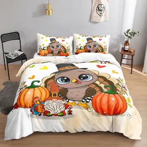 Chất Lượng Cao Thổ Nhĩ Kỳ Bí Ngô 3-Mảnh Thiết Lập Các Lễ Tạ Ơn Ngày 3D In Ấn Polyester Duvet Bìa