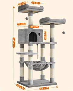 Arbre à chat multi-niveaux avec poteaux à gratter, perchoir douillet en peluche et balles suspendues - Product Image 2