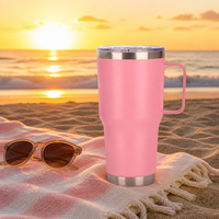 Tasse à café isotherme en acier inoxydable 20oz 30oz, gobelet sous vide à double paroi avec poignée et couvercle pour le bureau, les voyages et le porte-gobelets de voiture