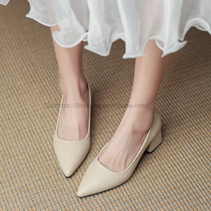 Personalized Process Factory Wholesale Size Pointed Design S Women High Elegant Mid <b>Heel</b> Ladies Shoes - Product Image 4