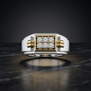 Bague en diamant de forme ronde pour homme, design de créateur |   Bague de mariage et de fiançailles de luxe pour homme |   Bijoux fins de luxe - Product Image 2