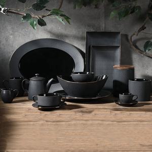 Service à espresso en céramique noire classique moderne <span class=keywords><strong>PITO</strong></span> avec bord doré pour café, restauration et usage en <span class=keywords><strong>restaurant</strong></span> - Product Image 5