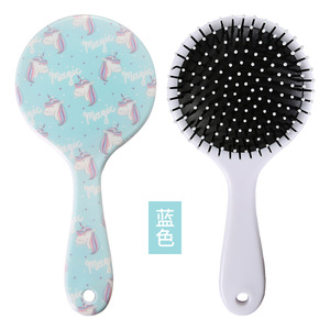 Peigne-coussin à motif de dessin animé mignon pour lisser et masser les cheveux, rose, bleu, beige, en plastique ABS, portable, pour usage domestique - Product Image 4