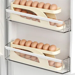 Creative Plastic Slide Refrigerator Egg Holder Automatic Egg Rack Freshable Eggs Storage Container Dispenser