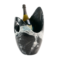 Porte-ustensile Refroidisseur de vin en marbre naturel Seau à glace à champagne avec refroidisseur de glace Refroidisseur de vin