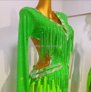 Abito Professionale per Danza Latina con Frange e Strass, Vestito per Esami Artistici, Esibizioni e Competizioni di Danza Latina - Product Image 5