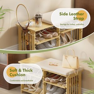 SENYU Modern <b>Wooden</b> Shoe Rack <b>Storage</b> <b>Bench</b> <b>with</b> 4 Shelves Space Saving Entryway Furniture for Home Use - Product Image 6