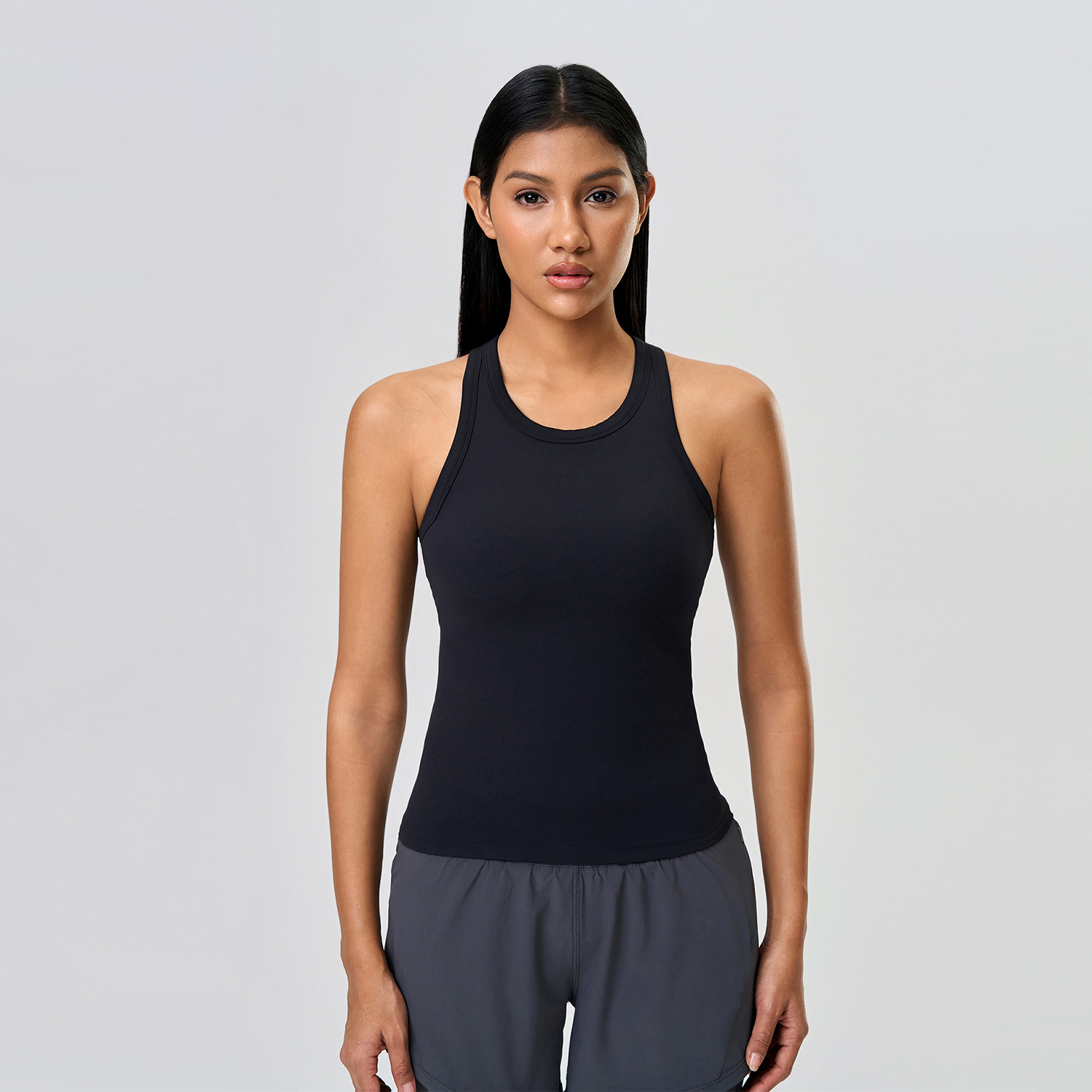 Women's Athletic Sleeveless Crop Top Skinny Fit Spandex/Polyester Quick-Drying Fitness Sports Plaid Breathable Yoga Front Logo
