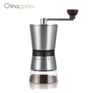 Factory stocked 18/8 stainless steel Ceramic Conical Burr espresso hand Manual Coffee Grinder with 100ml glass bottle