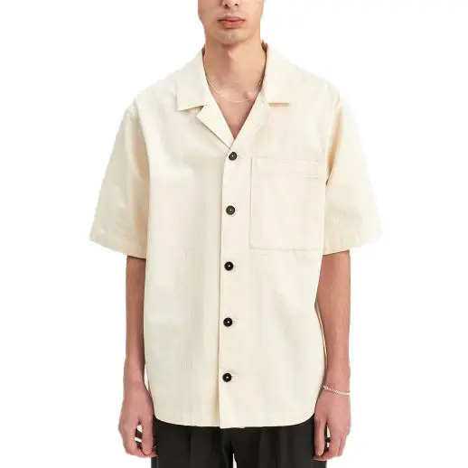 Hoge Kwaliteit Casual 100% Katoen Werkkleding Spread Kraag Button Up Katoen Korte Mouw Shirt Voor Mannen
