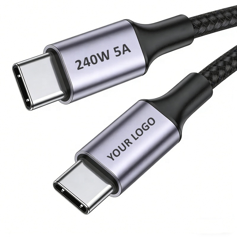 Mobile Charger Type C Cable Fast Charging USB C Cable 240W 5A PD 3.1 Nylon Braided 1m 2m 3m Custom Charger Type-C To USB-C Cable