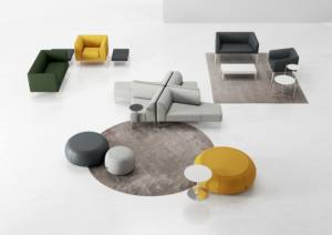 Sofá de Oficina de Tres Plazas Alias, Diseño Moderno, Uso Comercial, Cómodo, Cojín de Asiento Extraíble, Tapizado en Tela y Cuero - Product Image 4