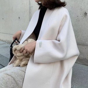 Manteau de tempérament Long de Style littéraire, veste droite de couleur unie à la mode, automne et hiver, vente en gros, <span class=keywords><strong>2022</strong></span> - Product Image 2